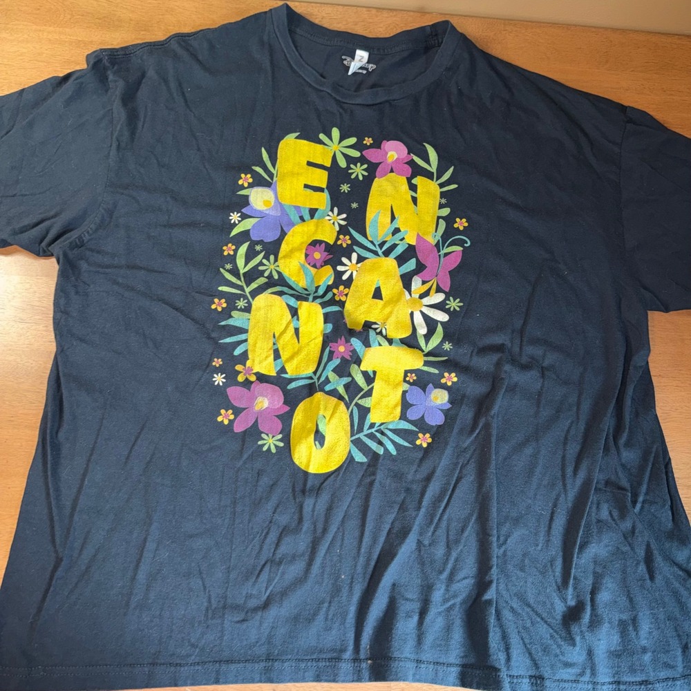 Disney Encanto Floral Graphic T-Shirt Zuni Sportswear Black 3XL Cotton Tee